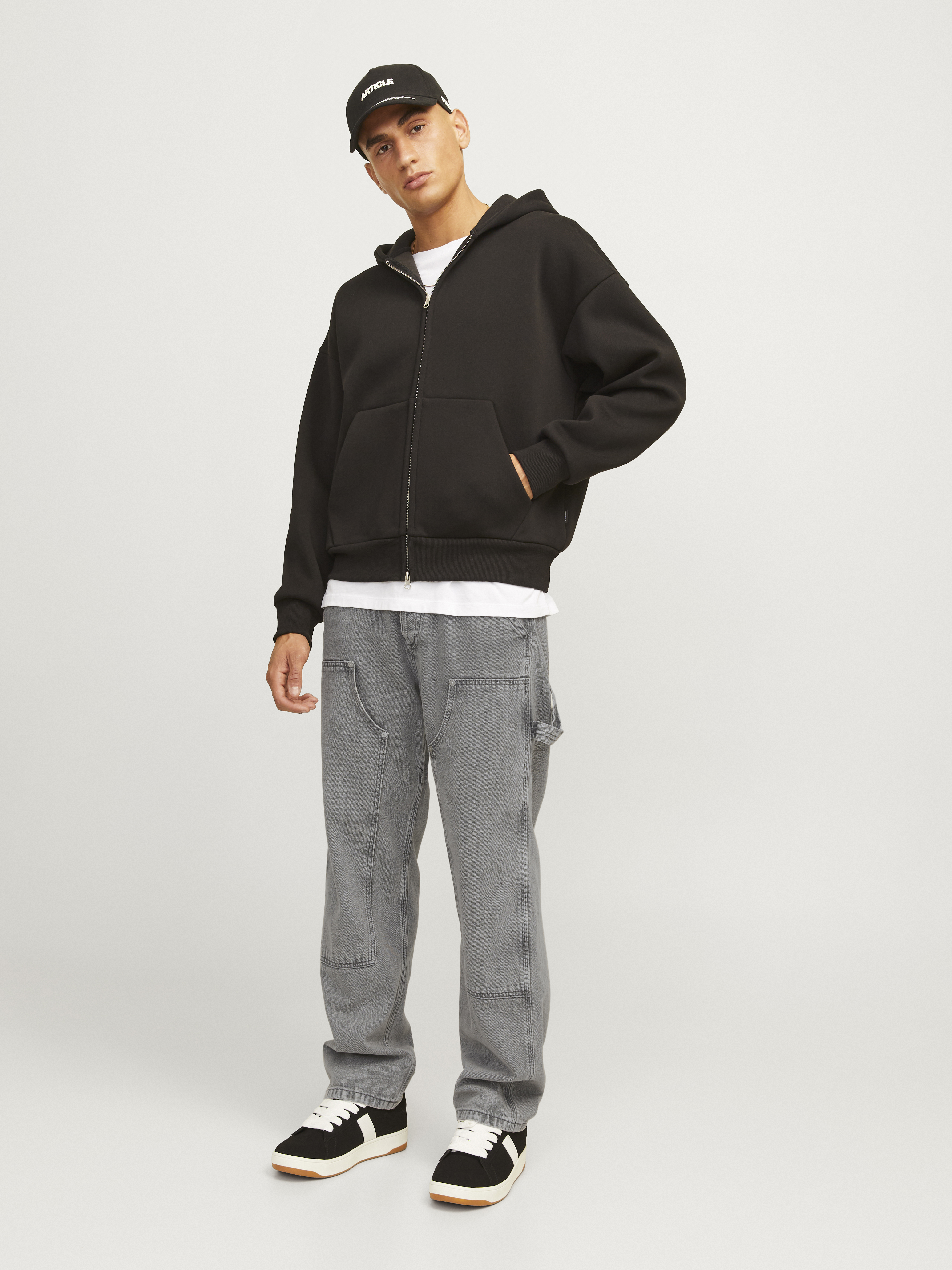 JACK & JONES Loosefit Jeans 'JJIEddie JJPainter' in Grau