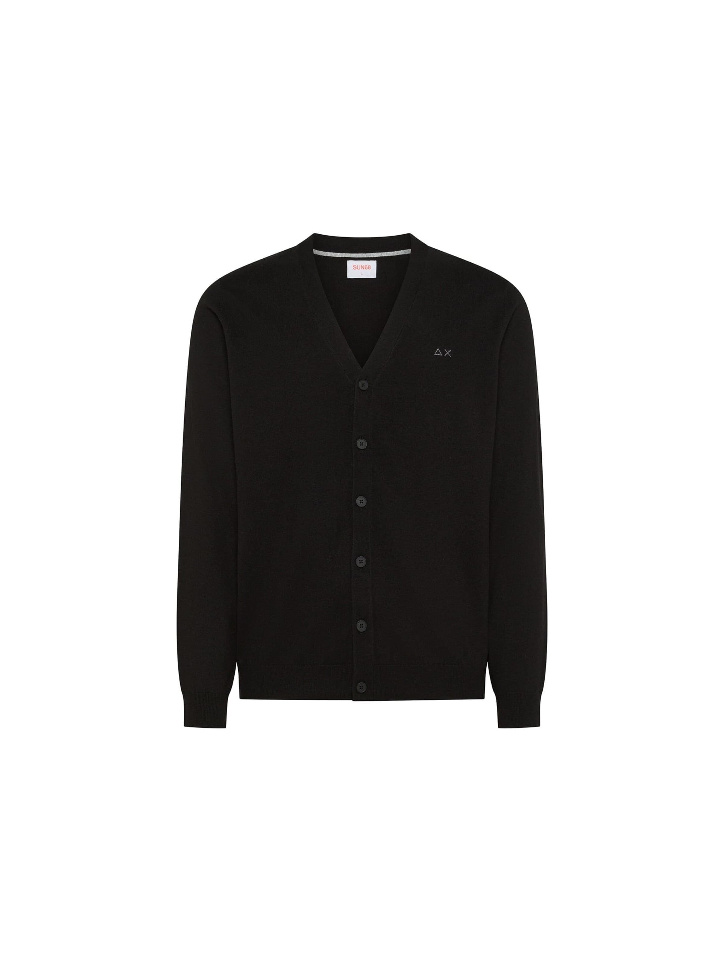 SUN68 Knit cardigan 'Men's Wool and Cotton Cardigan' in Black: front