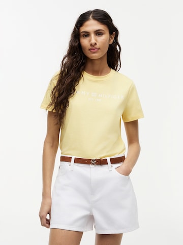 T-shirt TOMMY HILFIGER en jaune : devant