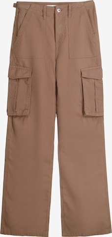 Wide Leg Pantalon cargo Bershka en marron : devant