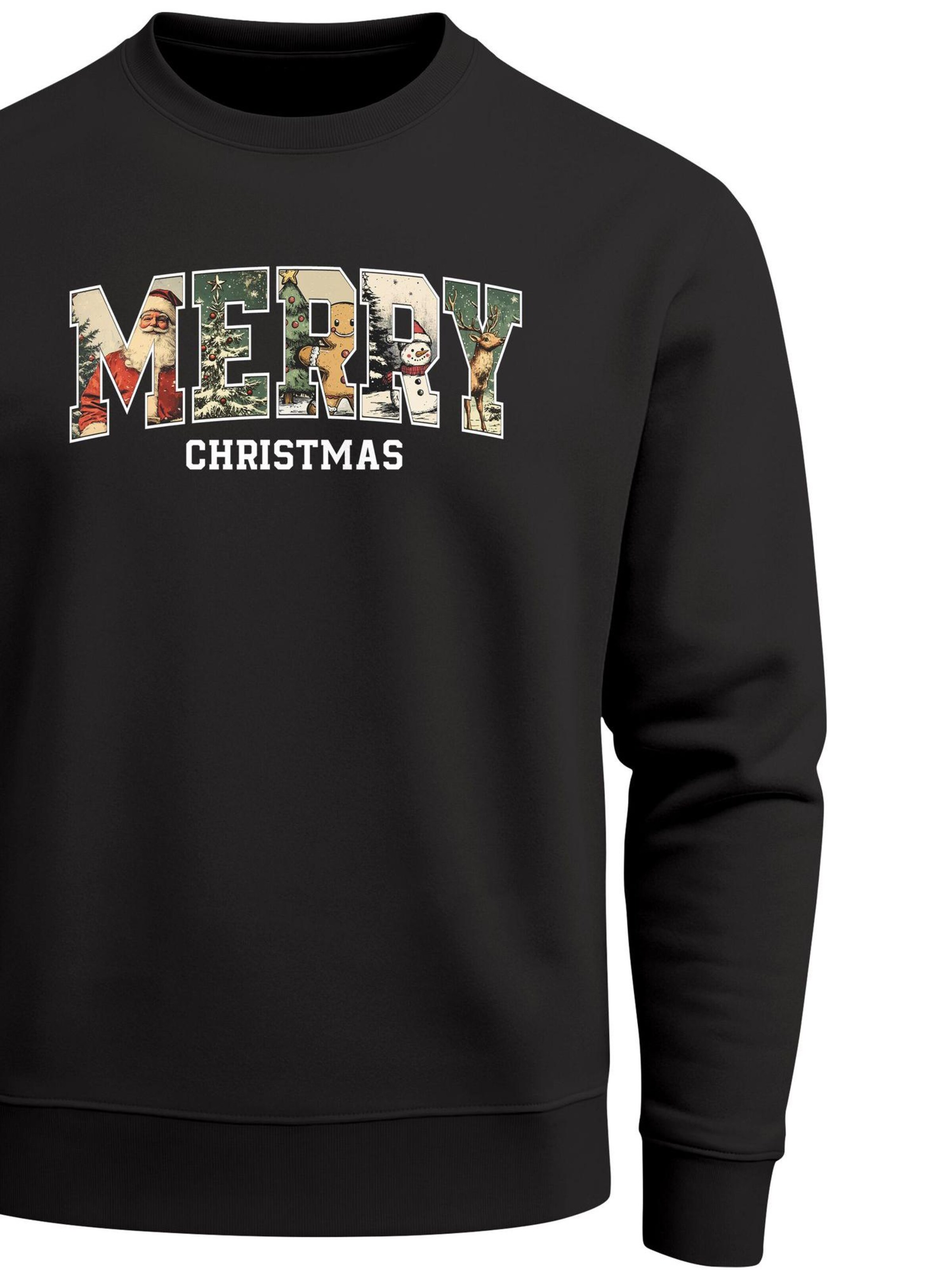 Neverless Sweatshirt 'Merry Christmas' in Black