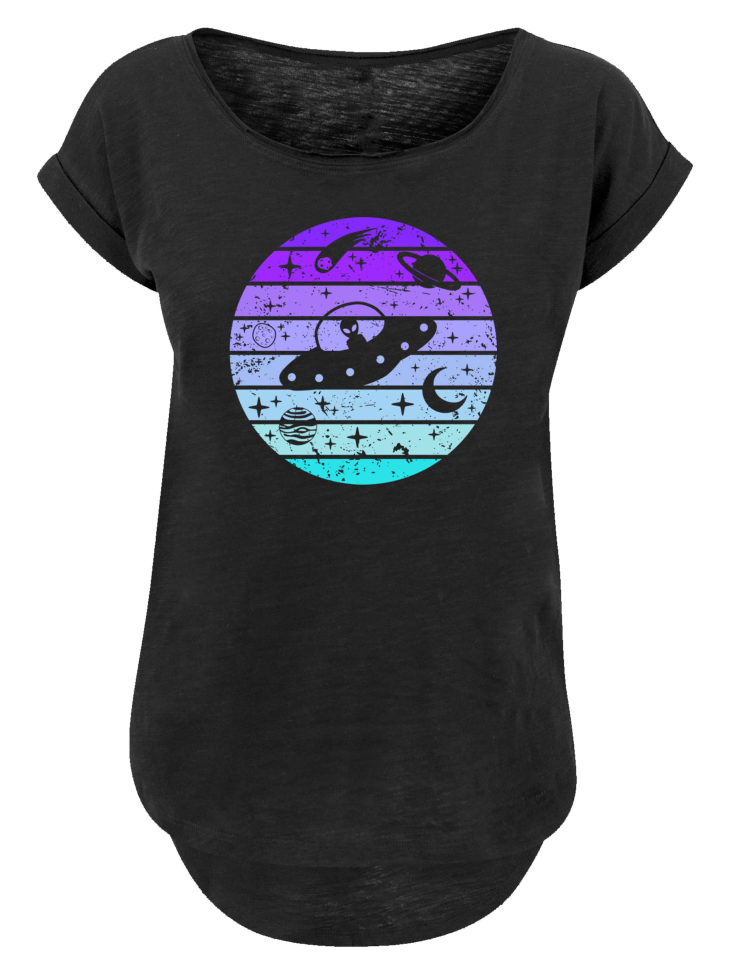 F4NT4STIC Shirt 'Retro Alien Weltraum Sonnenuntergang' in Black: front