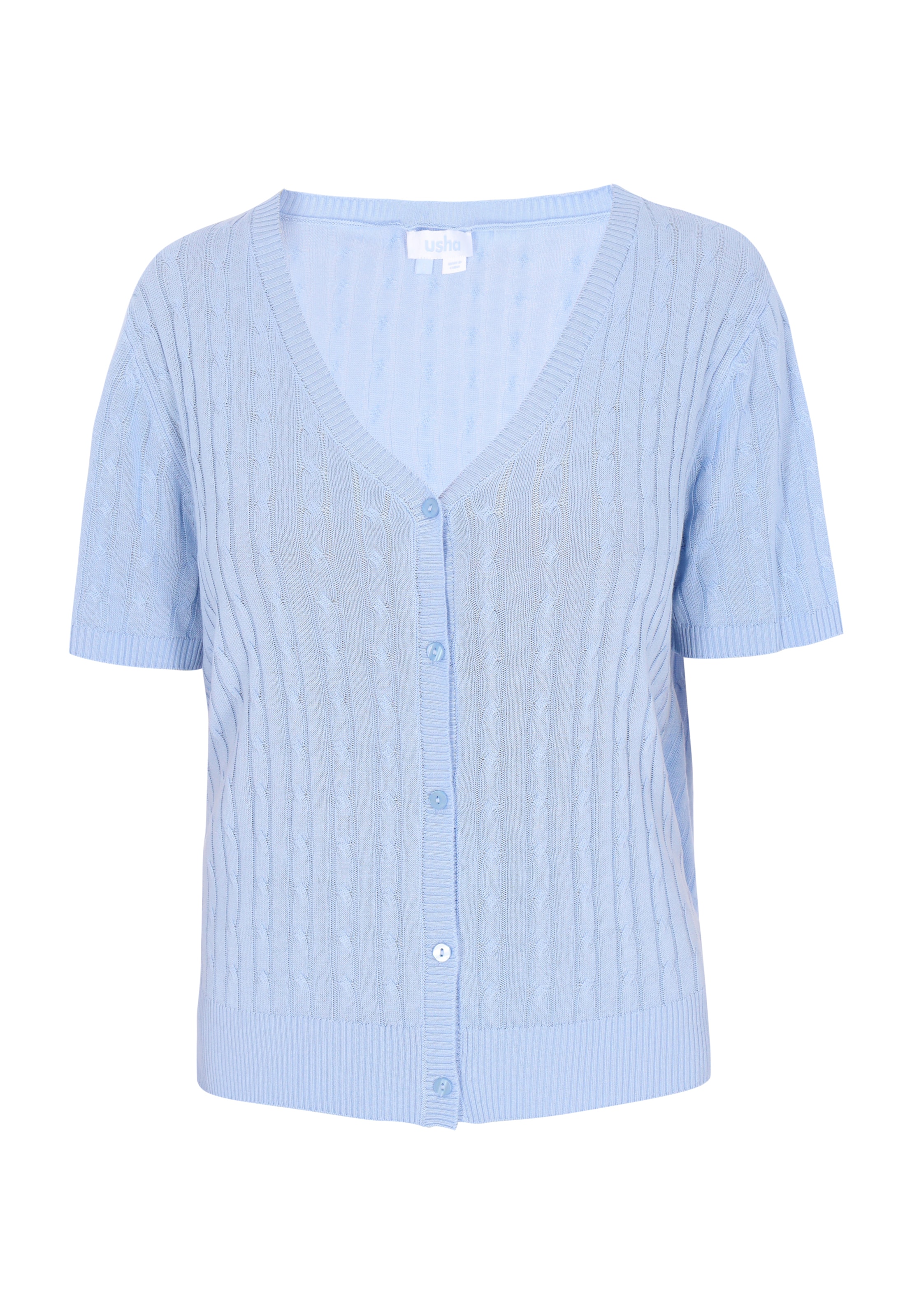 Geacă tricotată 'Everyday Fashion' de la usha BLUE LABEL pe albastru: față