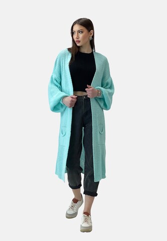 Elara Gebreid vest in Blauw: voorkant