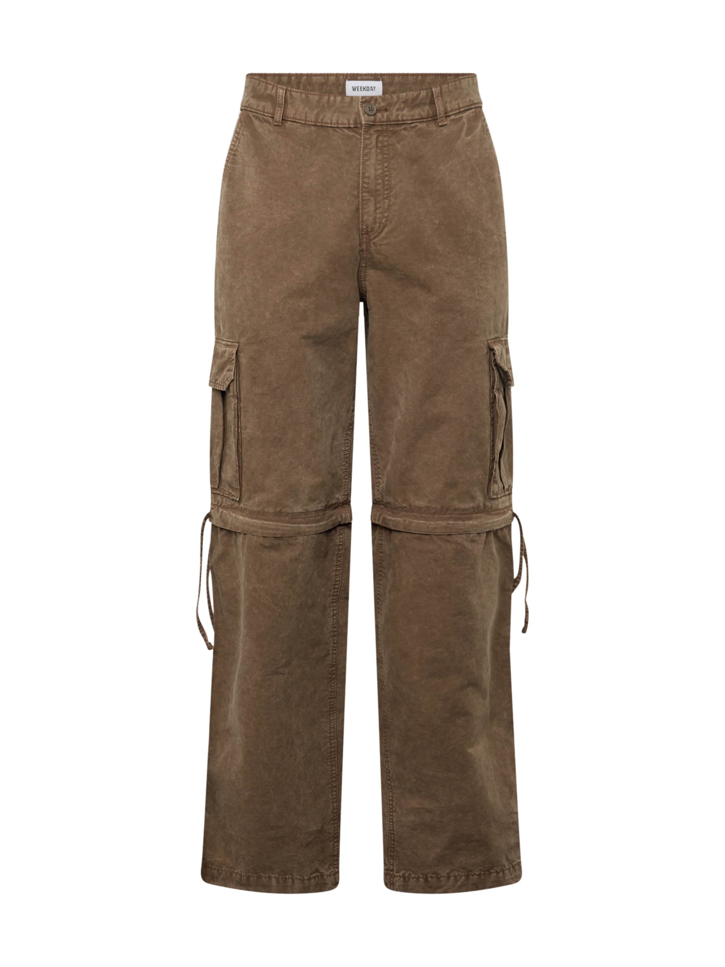 WEEKDAY Loose fit Cargo Pants 'Yuri' in Brown: front