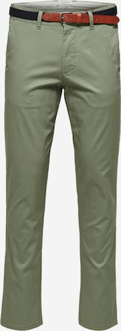 Coupe slim Pantalon chino 'Yard' SELECTED HOMME en vert : devant