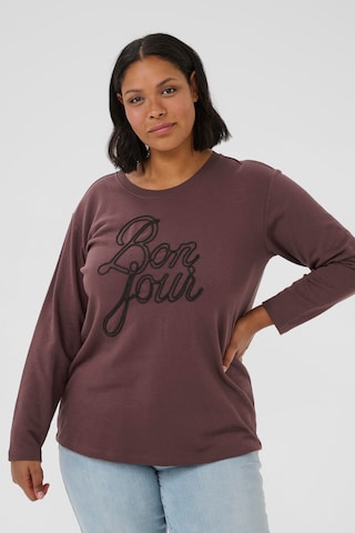KAFFE CURVE Pullover 'Berla' in Braun: Vorderseite