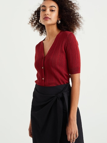 WE Fashion Gebreid vest in Rood: voorkant