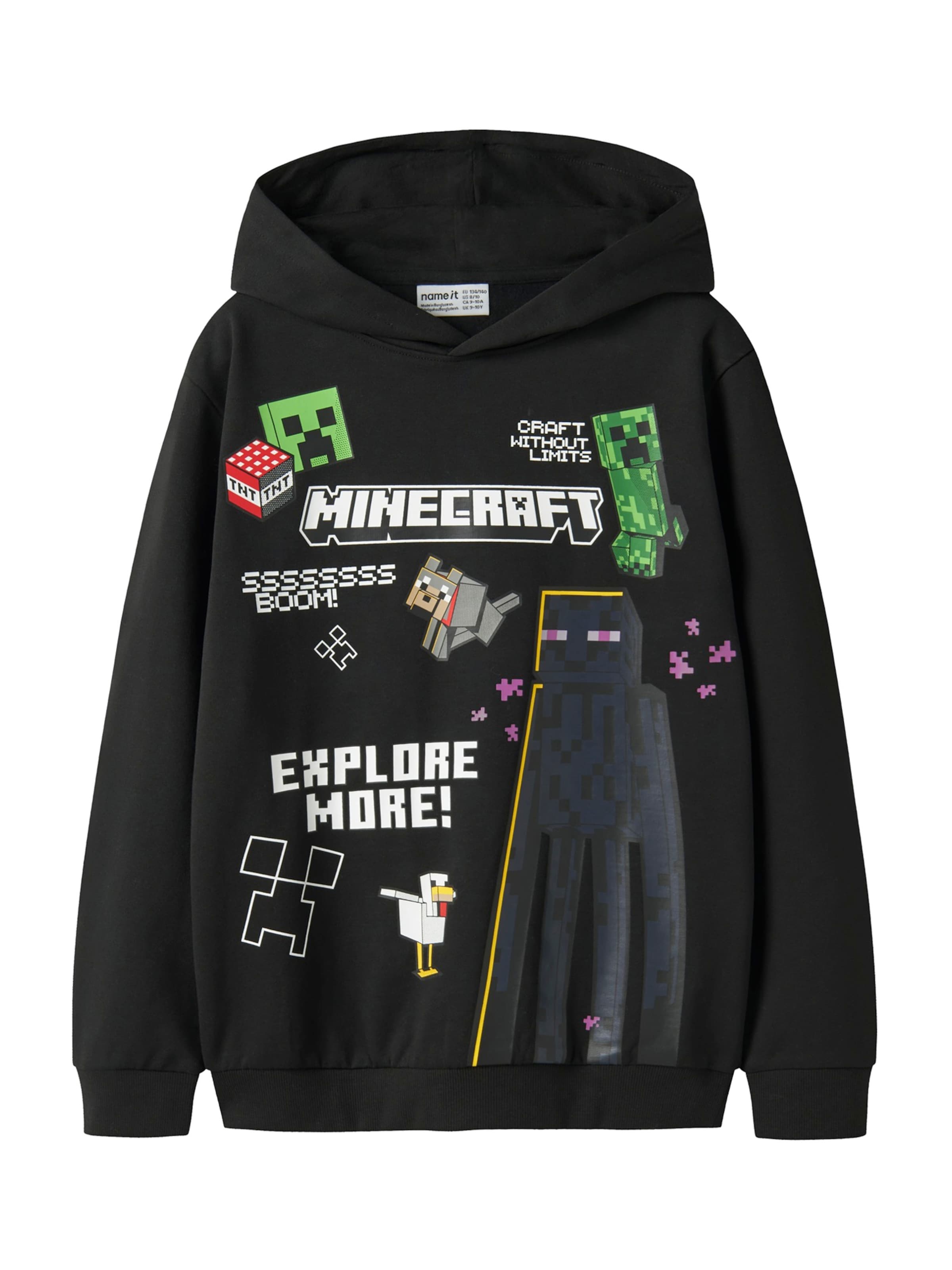 Sweat 'NKMJu Minecraft' NAME IT en noir : devant