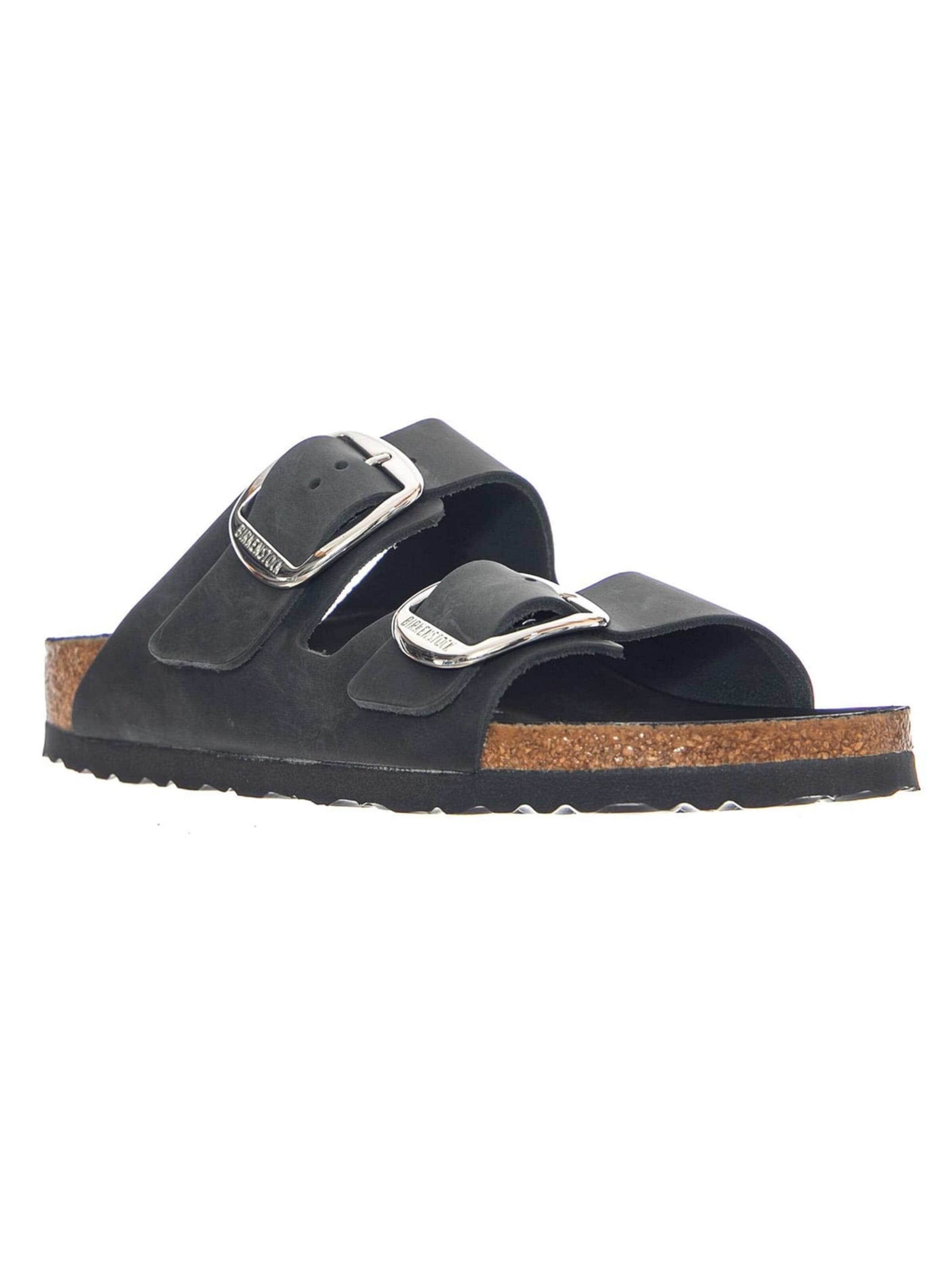 BIRKENSTOCK Sandaler 'Arizona Big Buckle Oiled Leather Narrow Fit' i sort: forside