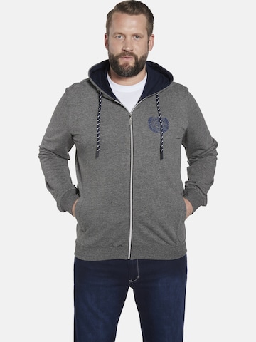 Charles Colby Zip-Up Hoodie 'Duke Finnegan' in Grey: front