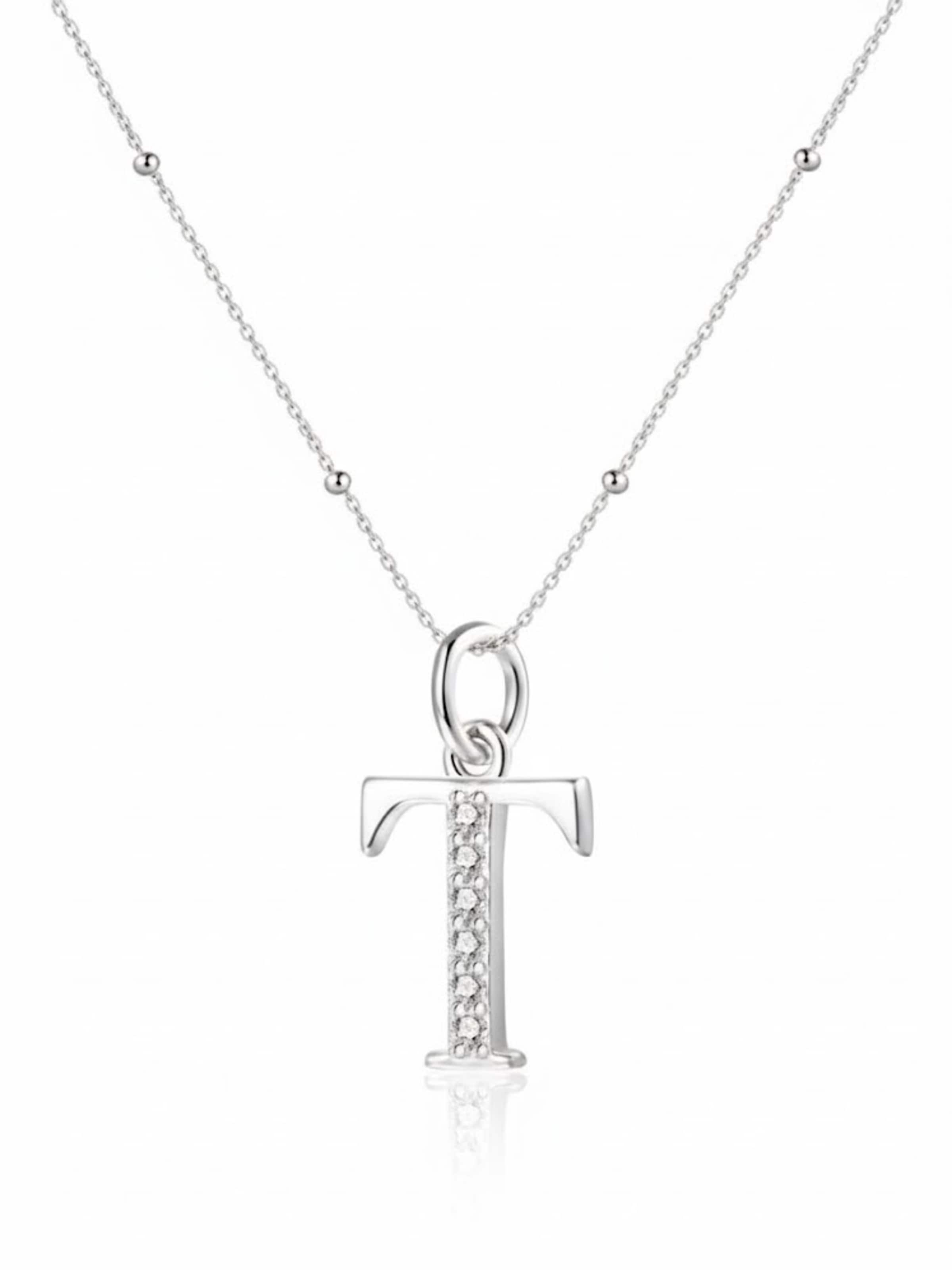 Hey Happiness - Cadena 'Letter T' en plata: frente