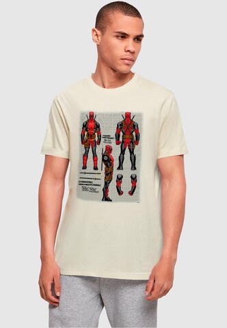 ABSOLUTE CULT T-Shirt 'Deadpool - Action Figure Plans' in Beige: predná strana