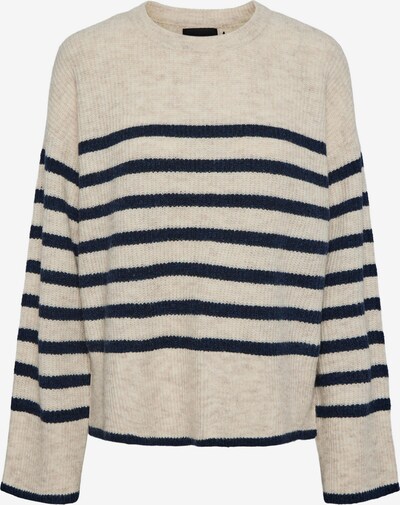 PIECES Pullover 'LINE' i beige / natblå, Produktvisning