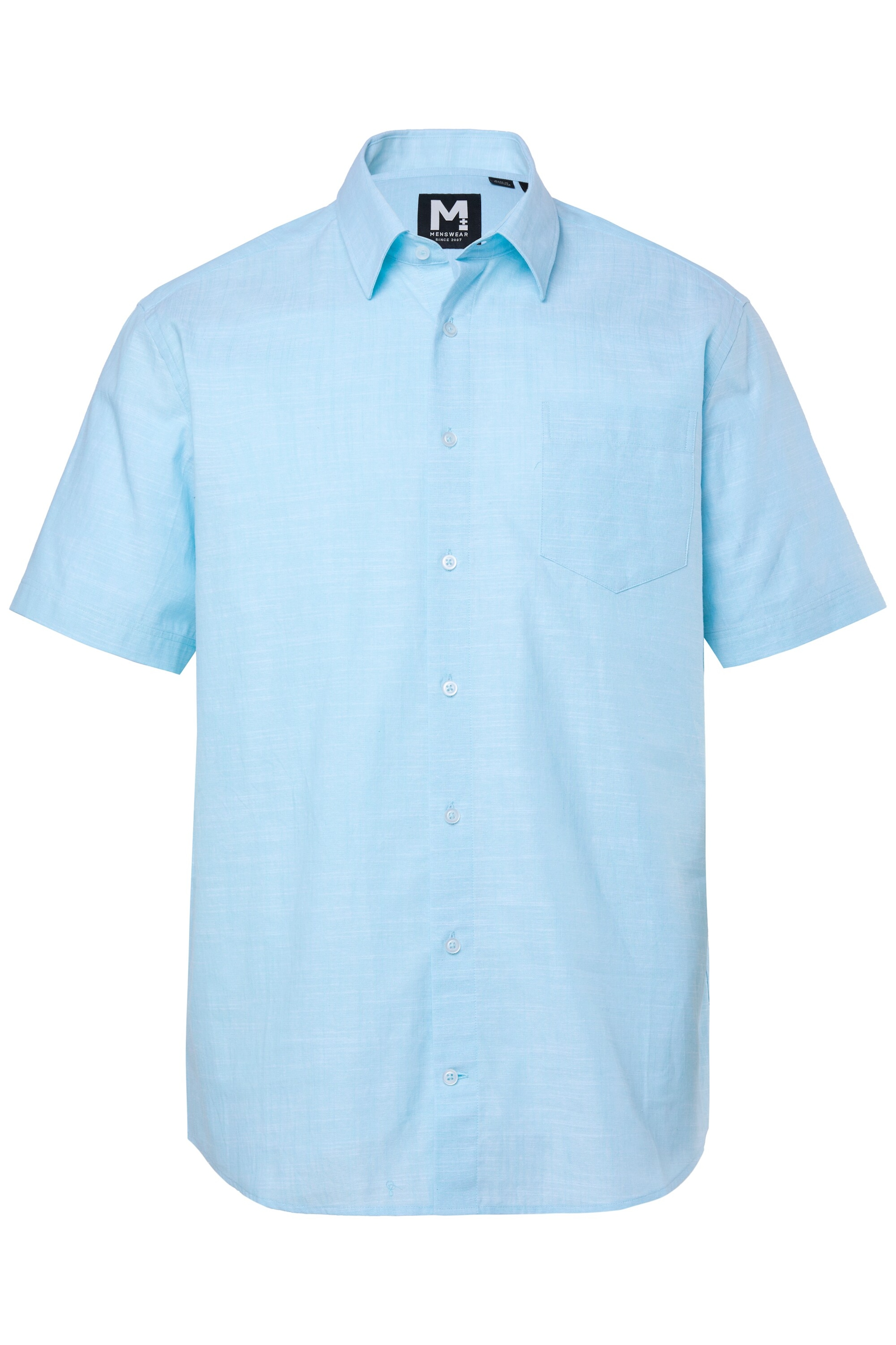 Men Plus Comfort fit Button Up Shirt in Blue: front