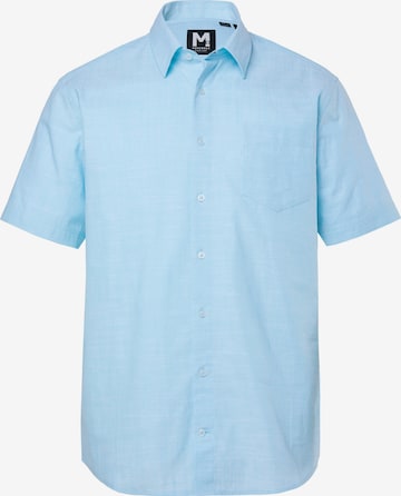 Men Plus Comfort fit Button Up Shirt in Blue: front