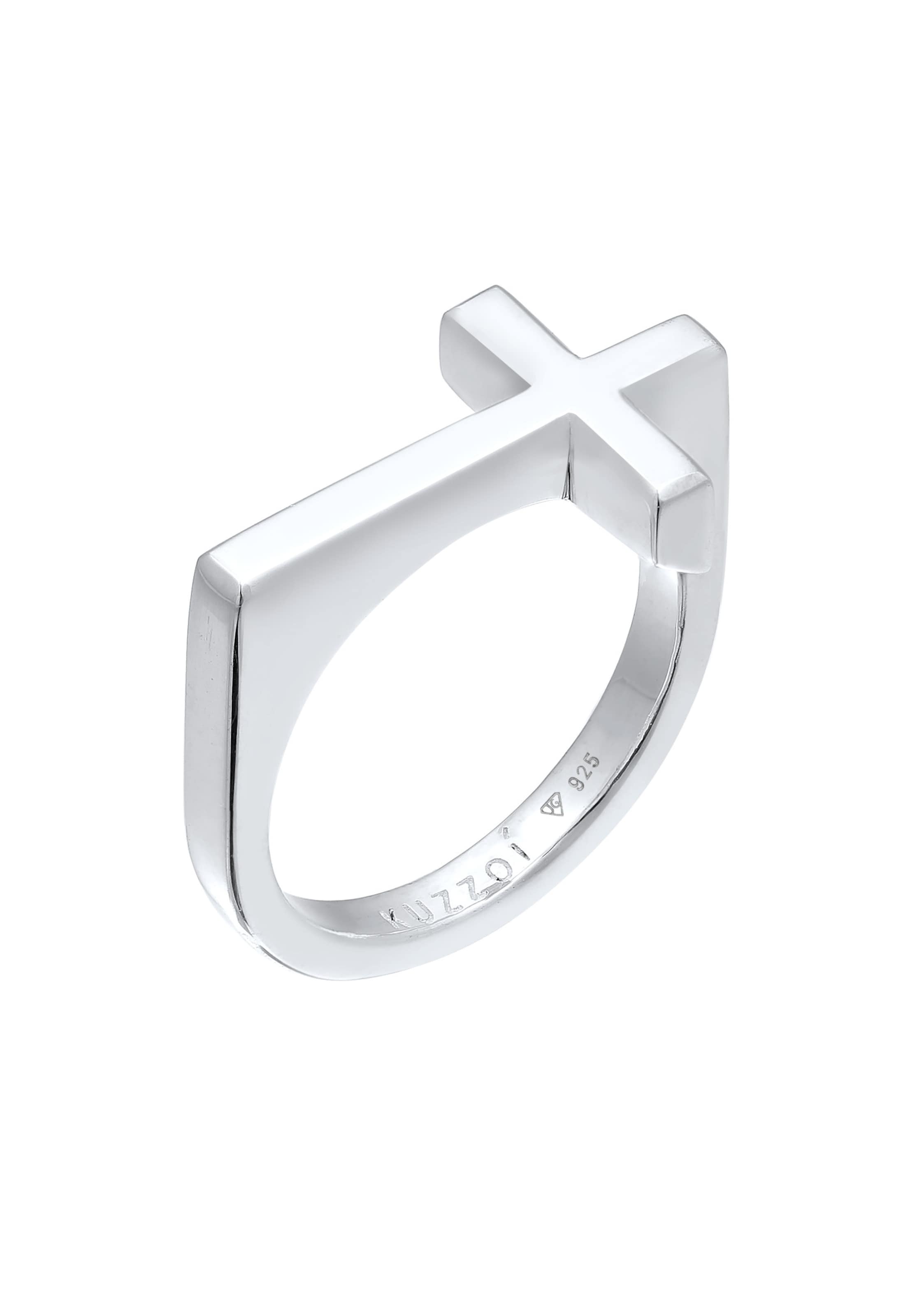 KUZZOI Ring 'Kreuz' in Silber: Vorderseite