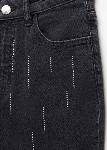 MANGO TEEN Flared Jeans 'Strassy' in Schwarz