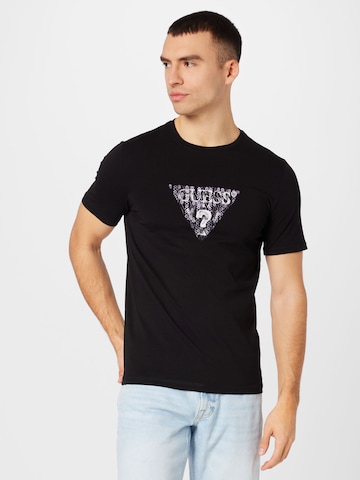 GUESS - Camiseta en negro: frente