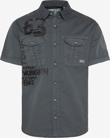 CAMP DAVID Regular fit Button Up Shirt in Black: front