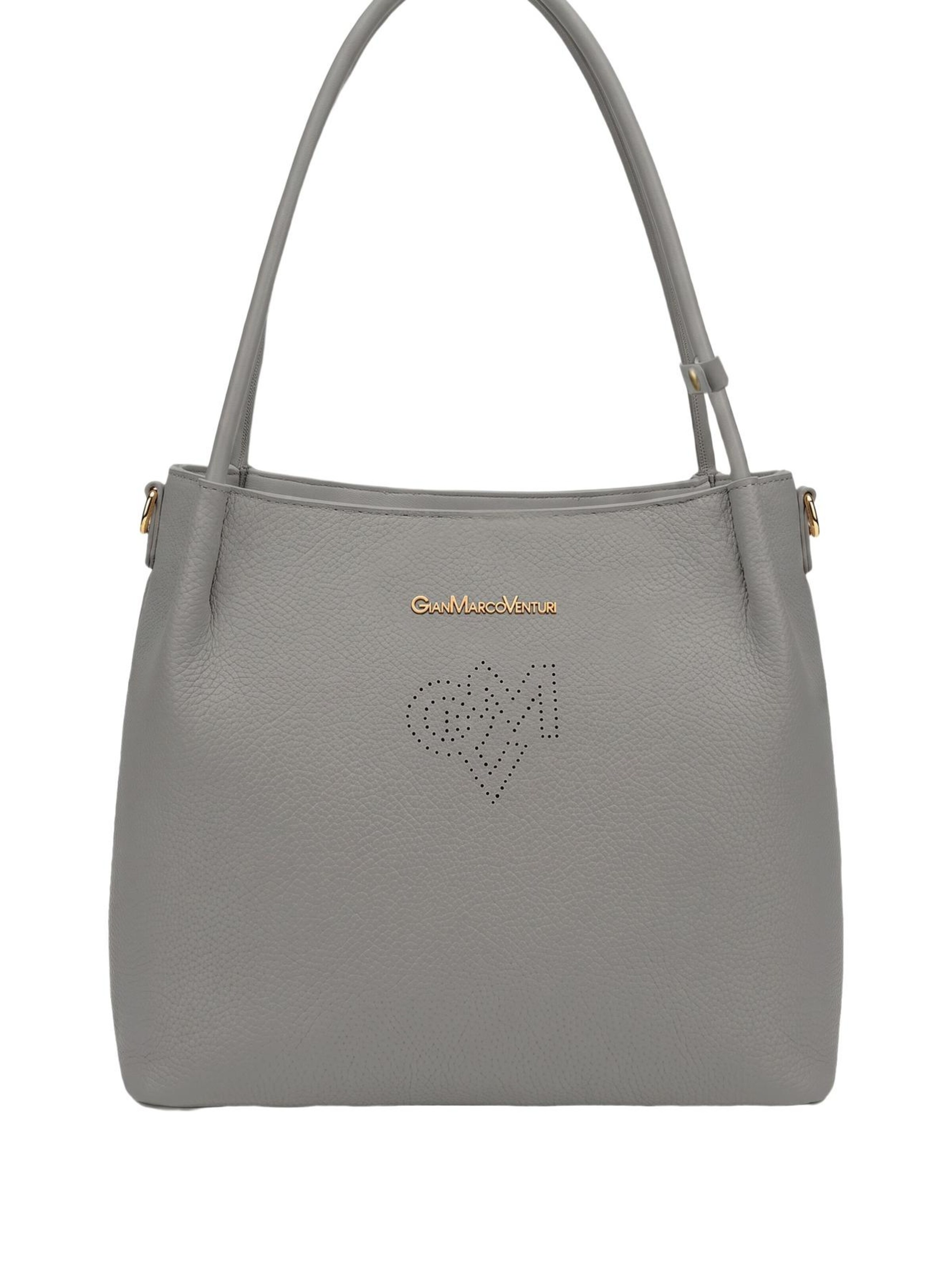Borsa a spalla 'Borsa a Spalla Gianmarco Venturi PVC con Cuore Strass' di GianMarco Venturi in grigio: frontale