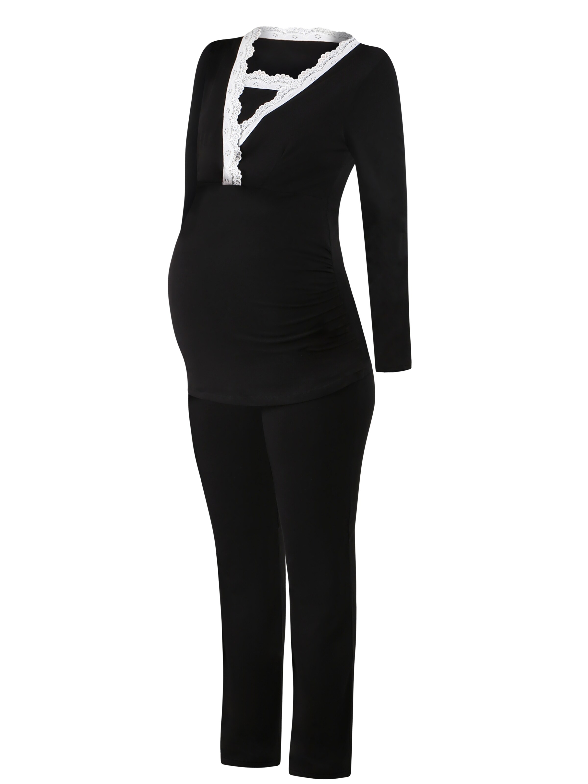 M.M.C. Pajama 'Spitze Umstandspyjama' in Black, Item view