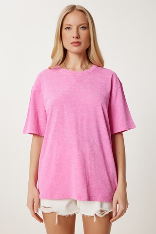T-shirt oversize Happiness İstanbul en rose : devant