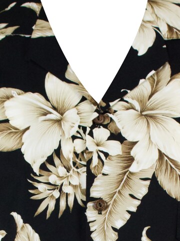 KY's Regular Fit Hemd 'Goldbraune Blume'‌‌‌ in Schwarz