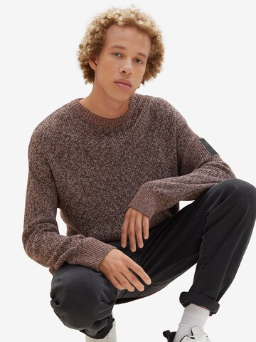 TOM TAILOR DENIM Sweater in Brown