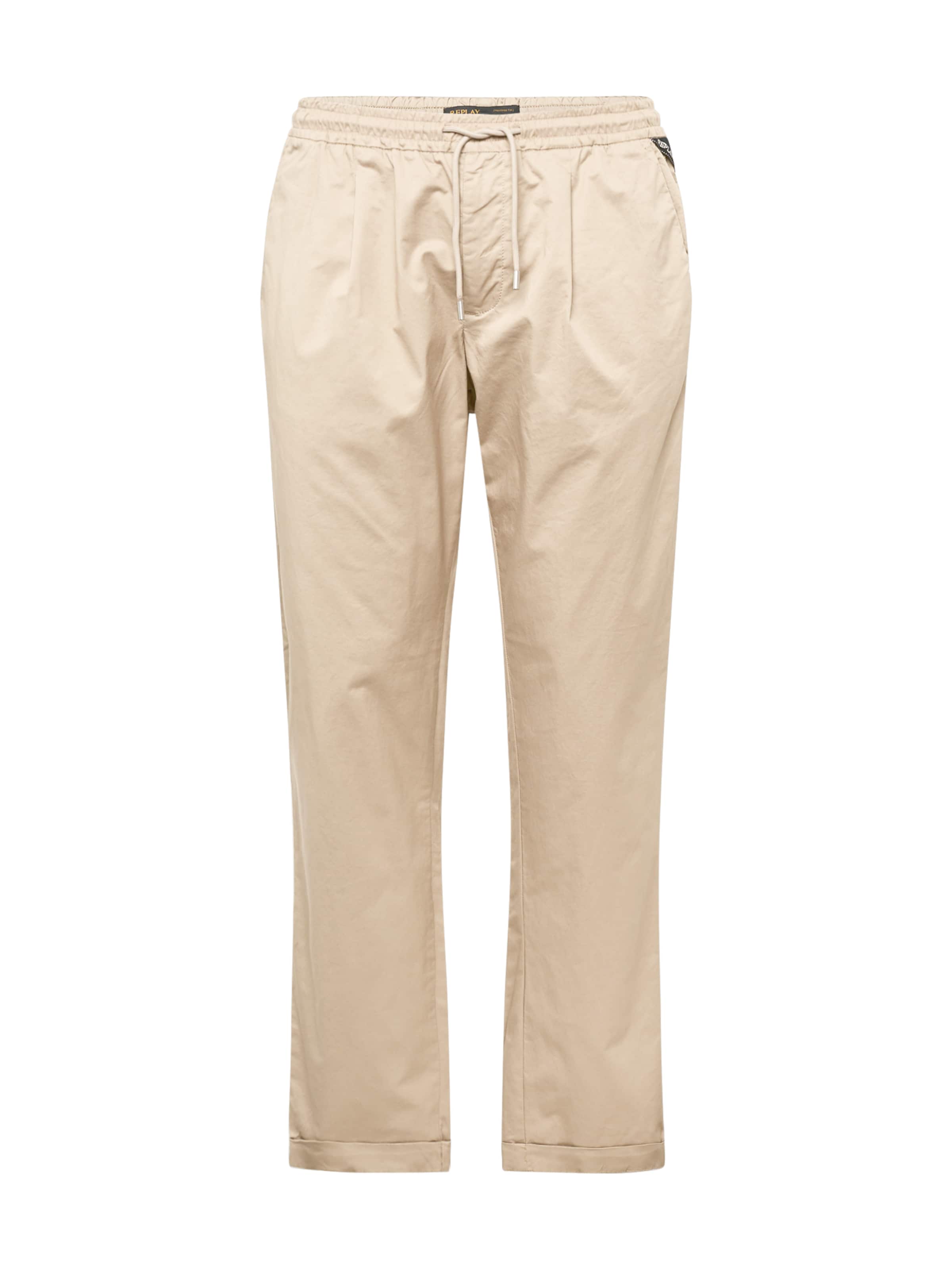 REPLAY Loosefit Élére vasalt nadrágok - bézs: elől