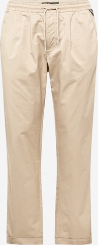 REPLAY - regular Pantalón de pinzas en beige: frente