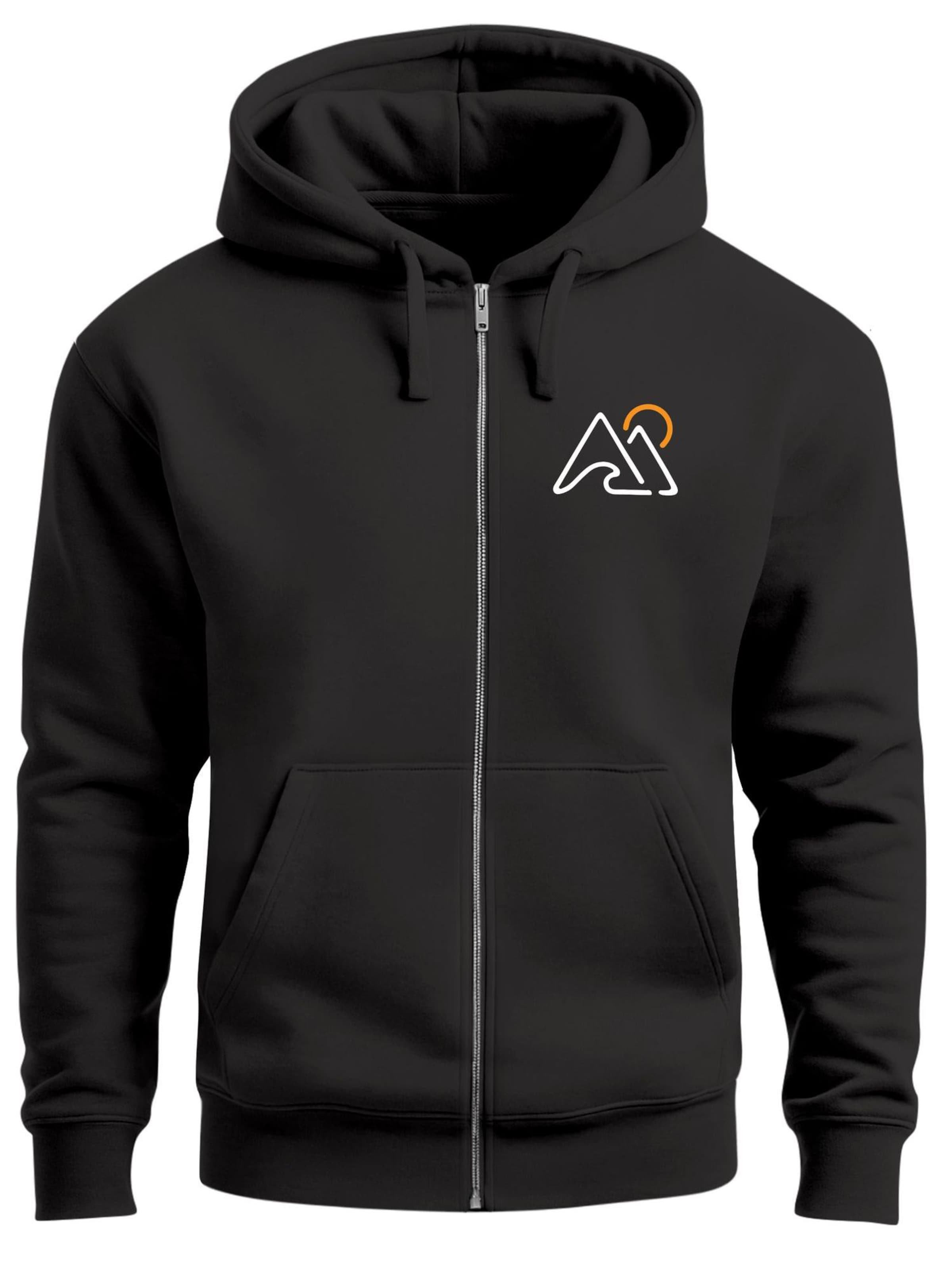 Neverless Zip-Up Hoodie 'Mountain Wave' in Black: front