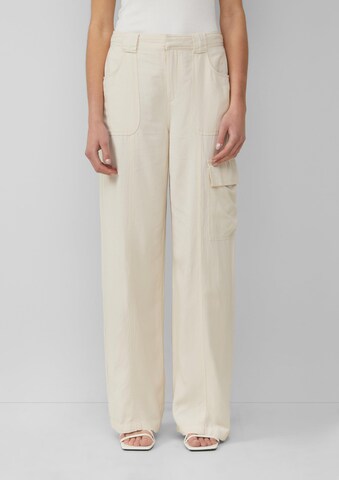 Wide Leg Pantalon cargo QS en beige