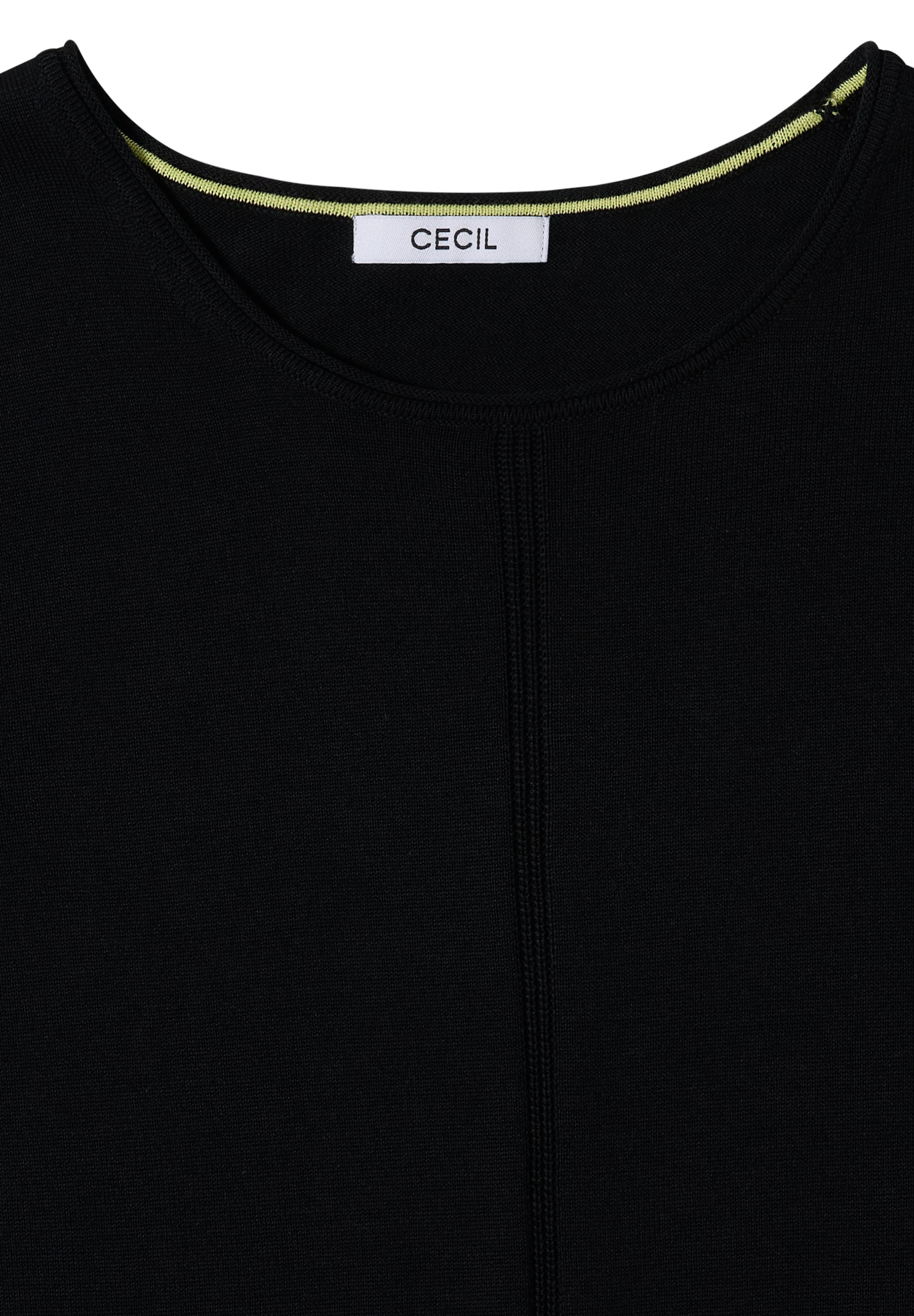 CECIL Basic Pullover mit Rundhals in Unifarbe in Schwarz
