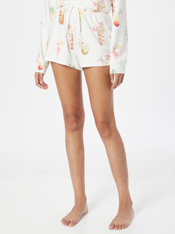 PJ Salvage Pyjamabroek 'Tropical' in Wit: voorkant