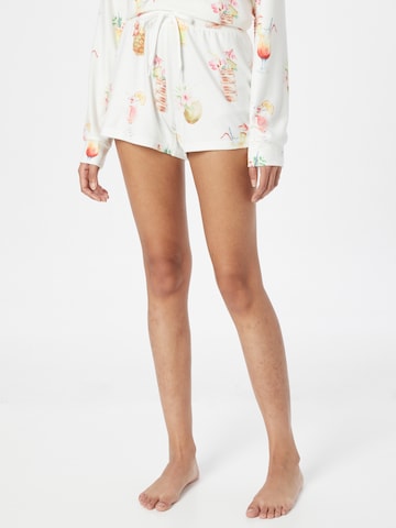 PJ Salvage Pyjamabroek 'Tropical' in Wit: voorkant