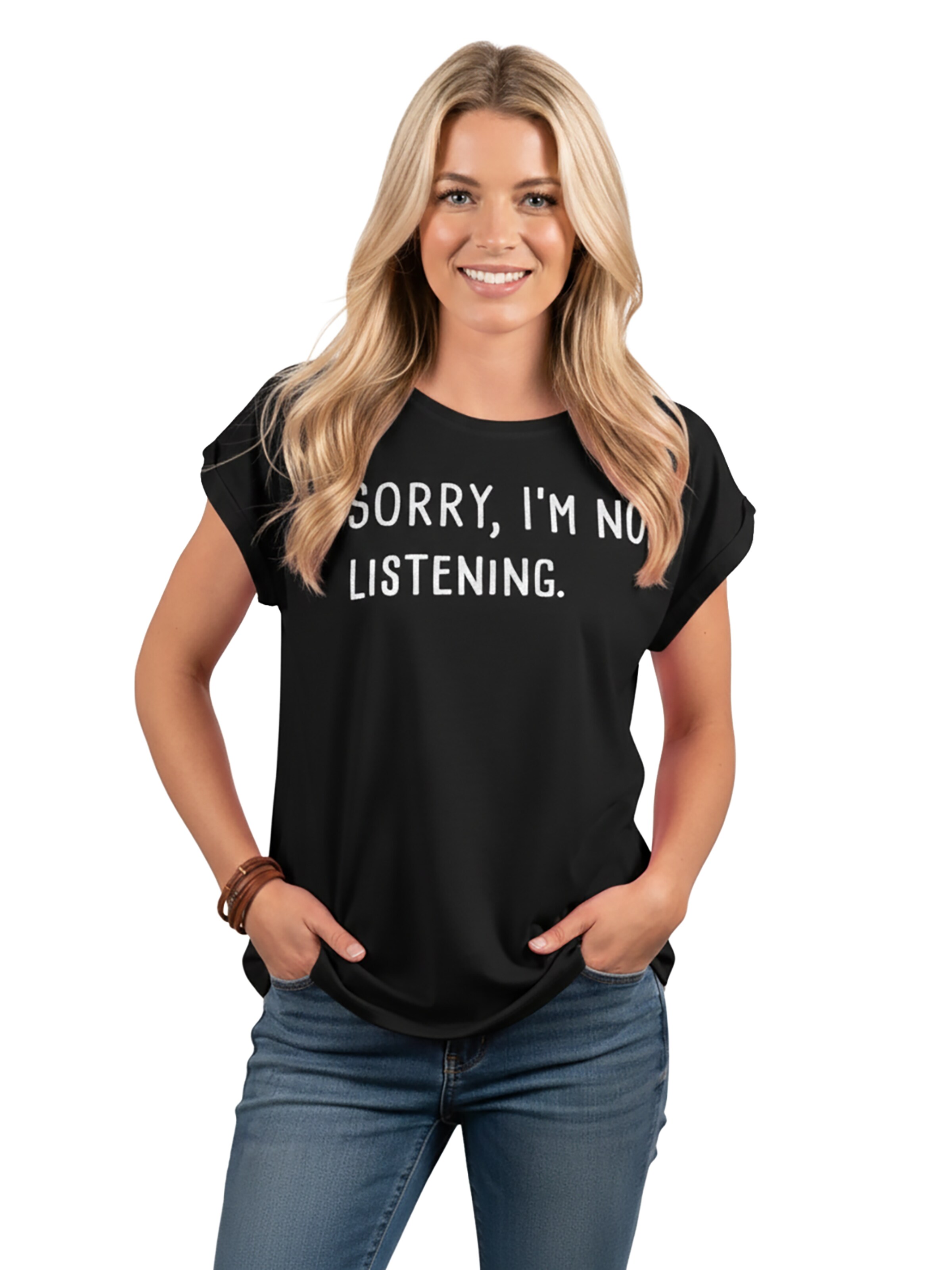 MAKAYA Shirt 'Not listening' in Black: front