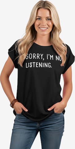 MAKAYA Shirt 'Not listening' in Black: front