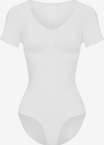 cfab Shapingbody 'T-Shirt Bodysuit Sculpting Shapewear mit Slip' in Wit: voorkant