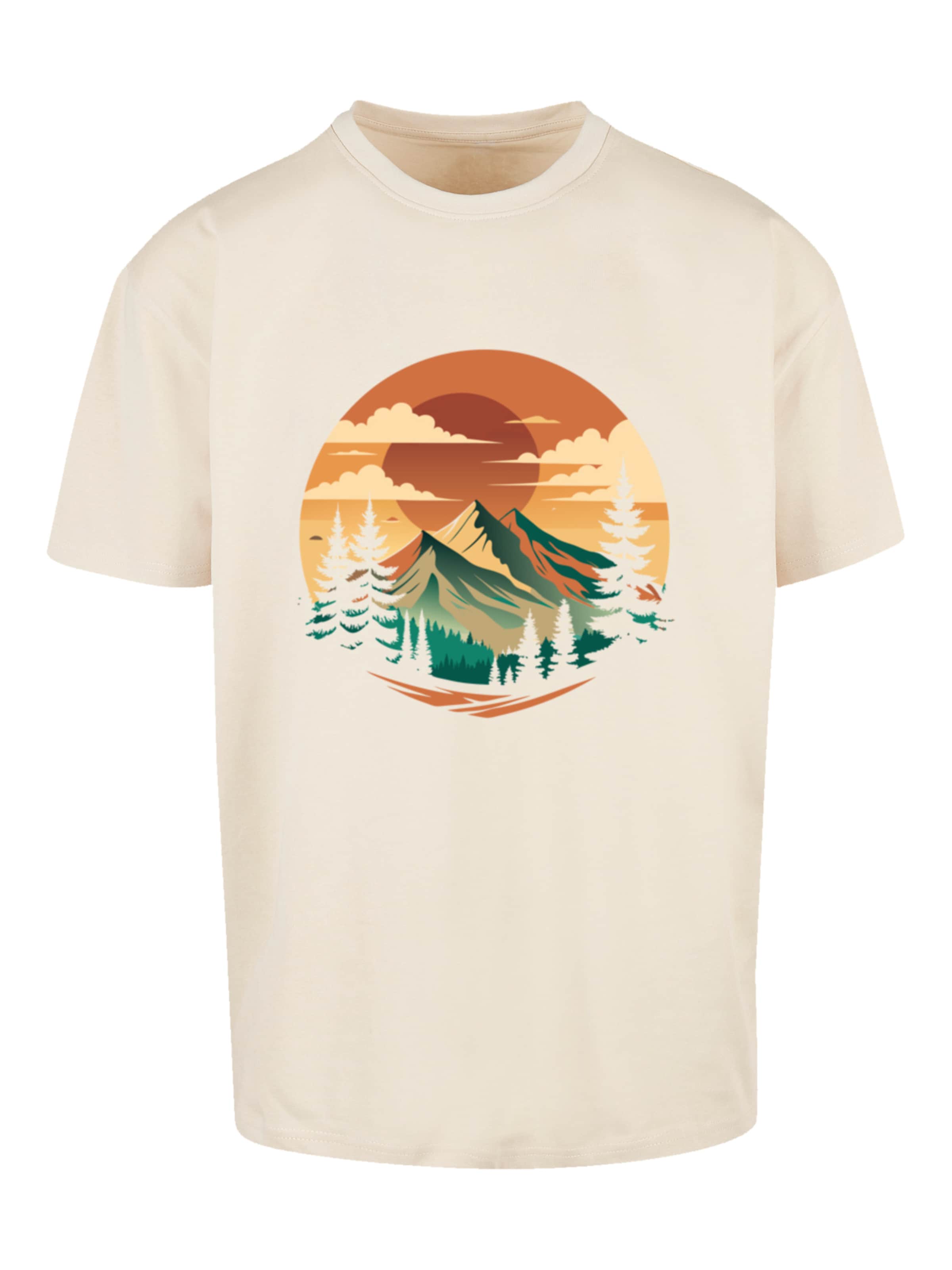 F4NT4STIC Shirt 'Sonnenuntergang Berglandschaft' in Beige: voorkant