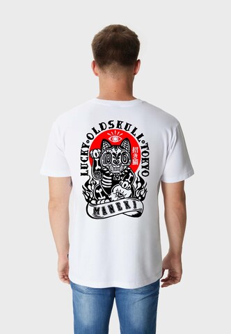 Oldskull T-Shirt 'ASIAN REBEL CAT' in Weiß: Vorderseite