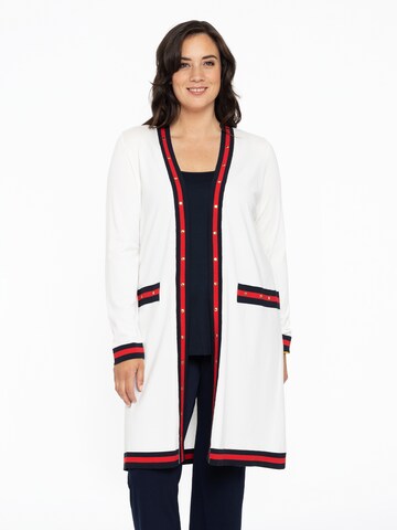 Yoek Knit Cardigan in White: front