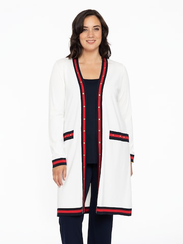 Yoek Knit Cardigan in White: front