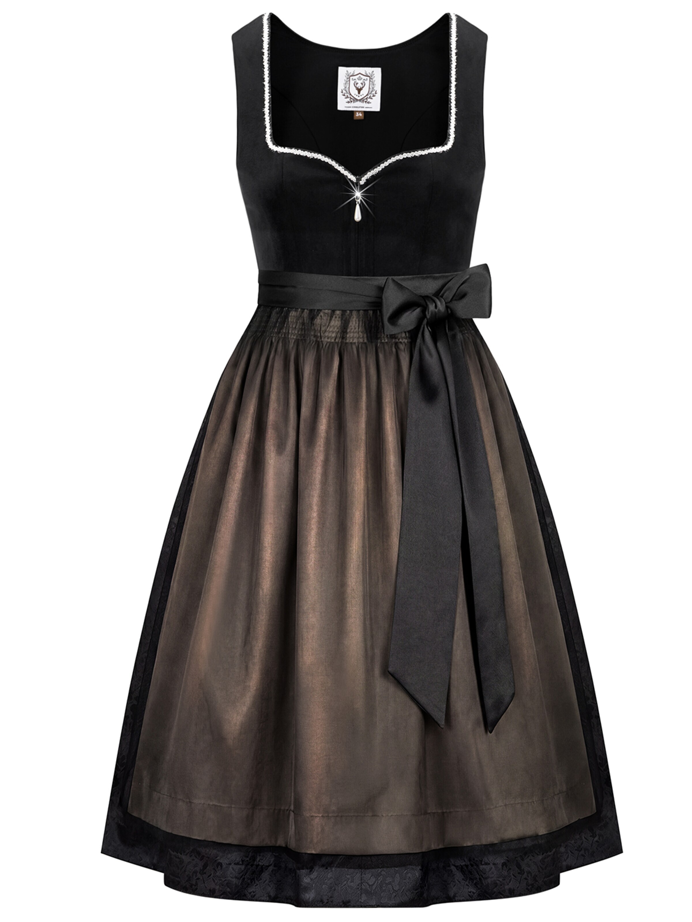 DIRNDLSTERN Dirndl 'Herz‑Ausschnitt' in Black: front