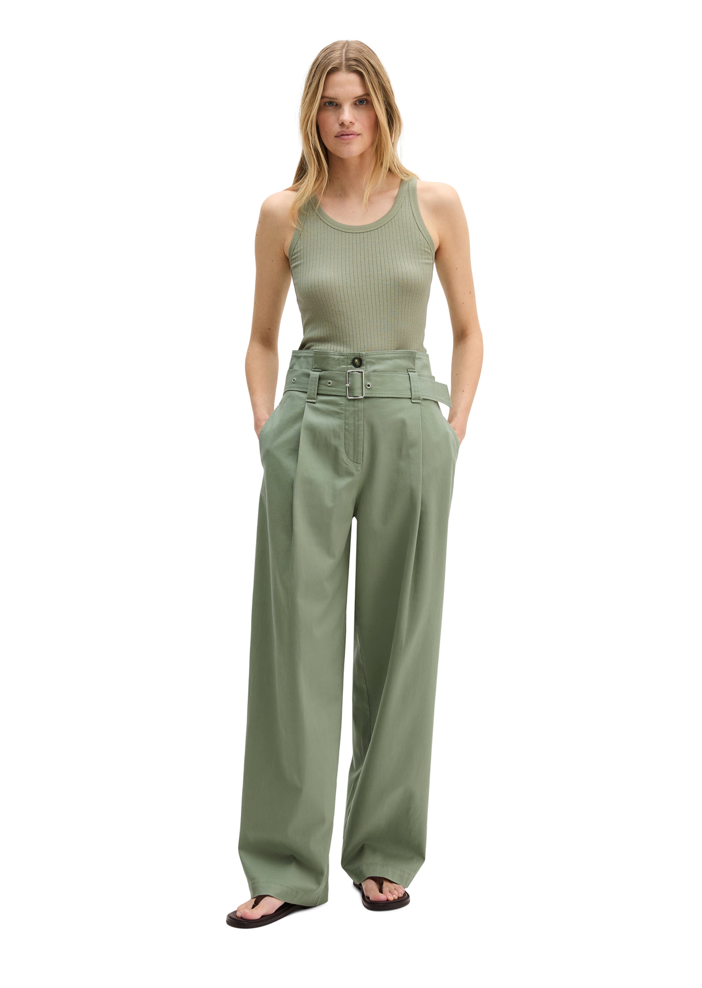 Wide Leg Pantalon à pince Marc O'Polo en vert