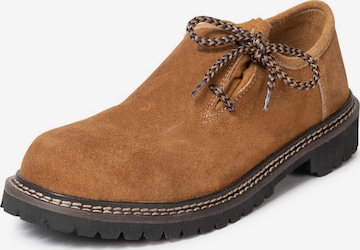 Paulgos Trachtenschuh 'PAULGOS Trachtenschuhe Echt Leder Haferlschuhe Haferl in 4 Farben Gr. 39-47' in Braun: Vorderseite