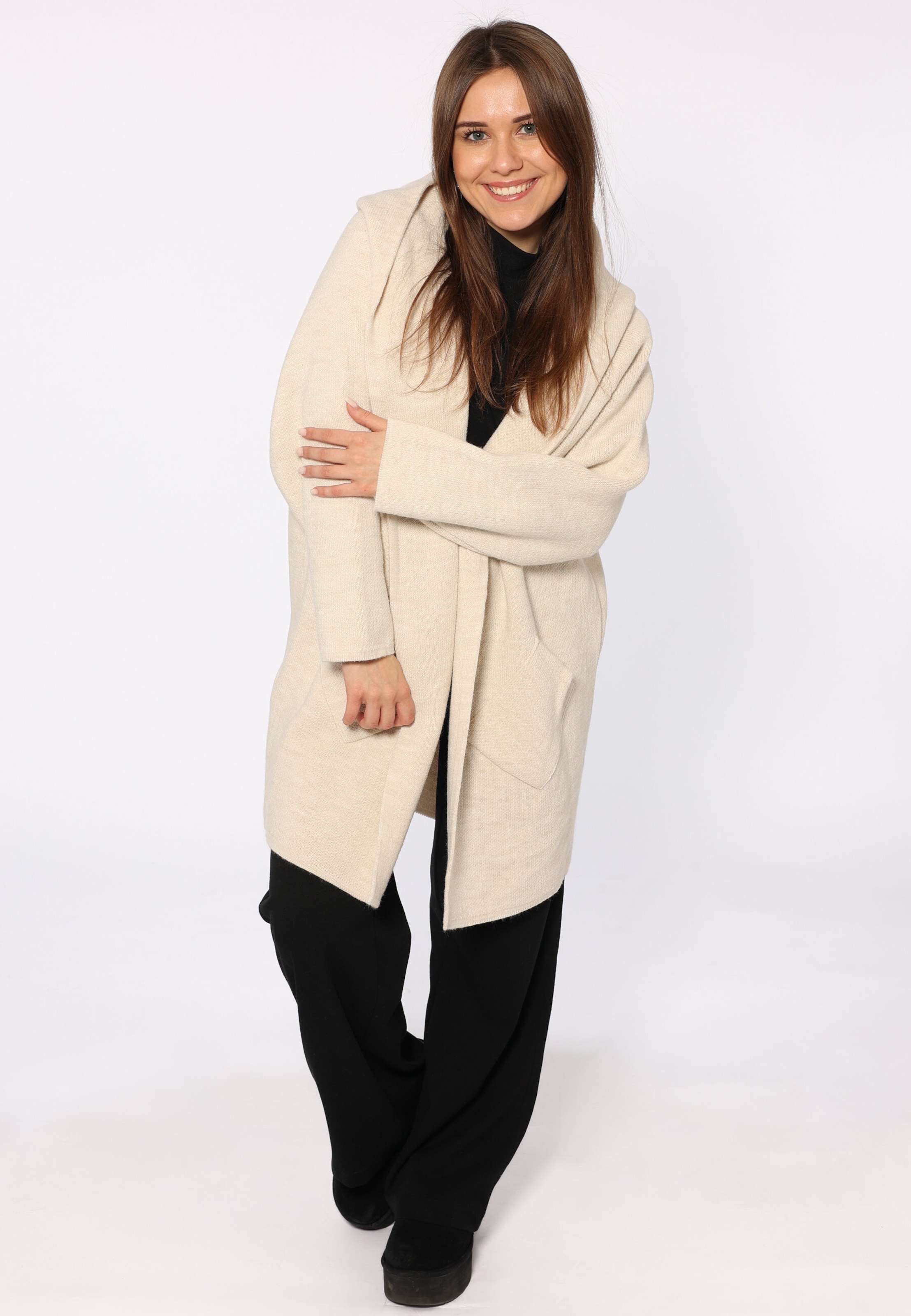 Zwillingsherz Fleece Jacket in Beige: front