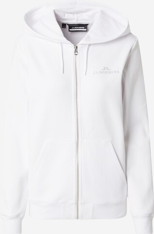 J.Lindeberg Athletic Zip-Up Hoodie 'Alpha' in White: front