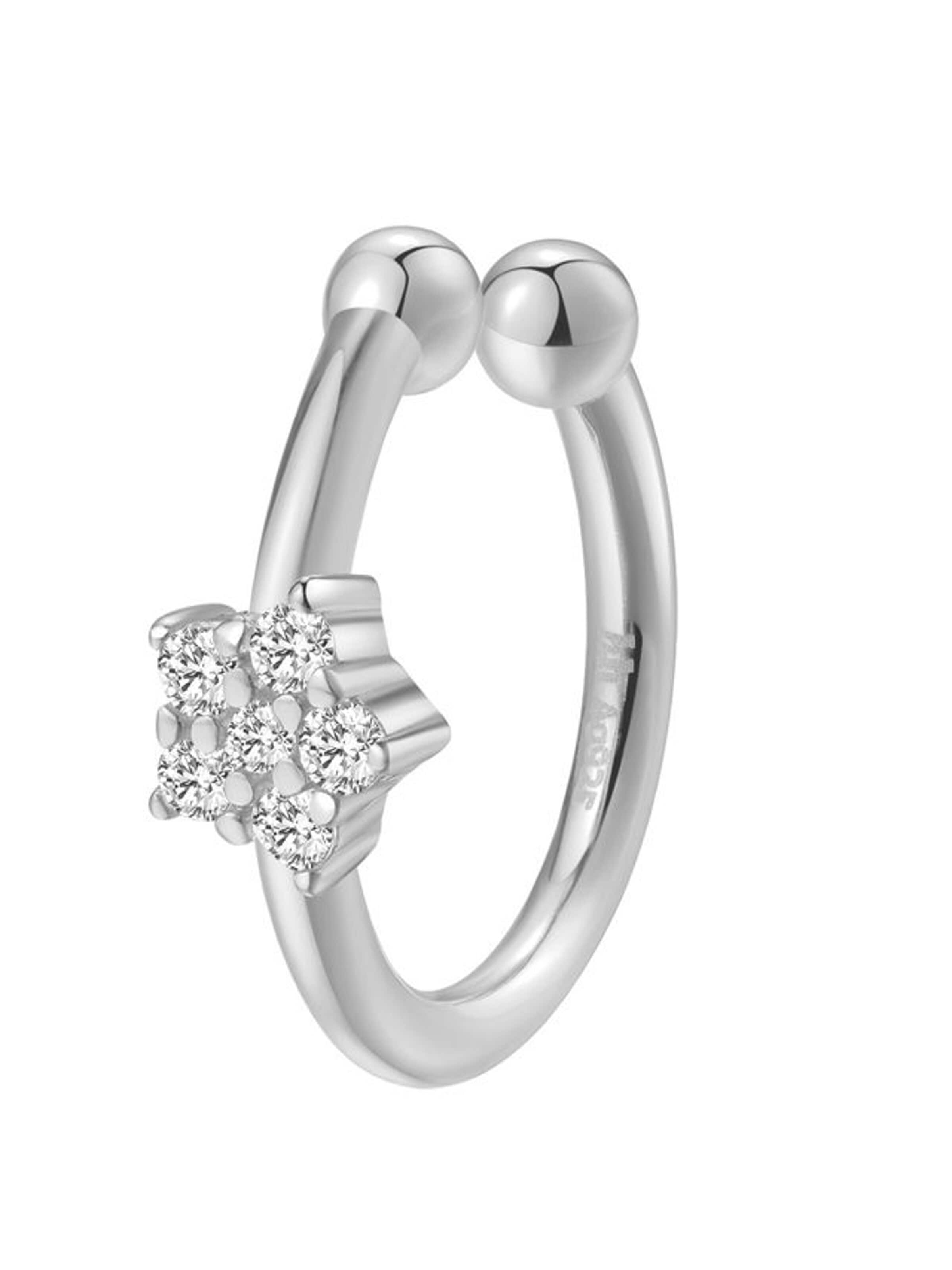 Hey Happiness Earrings 'Solaris Cuff' in Silver: front