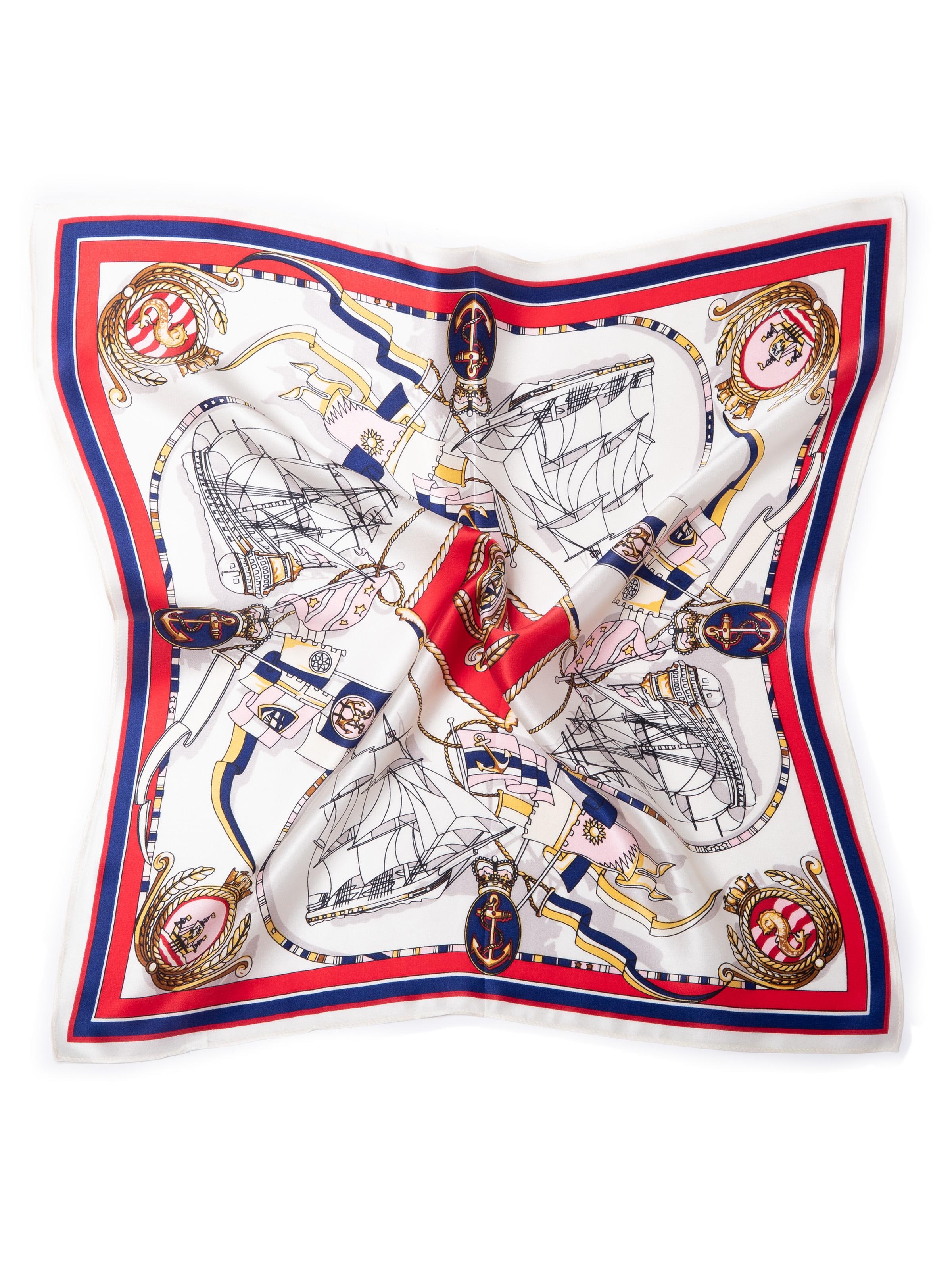 MayTree Scarf 'Seidentuch quadratisch Segelboot 53x53 rot' in Red: front